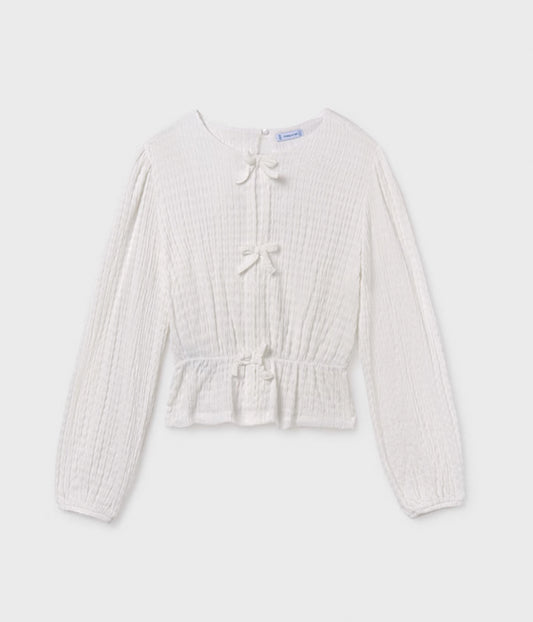 Girl Bow Top- Cream