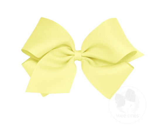 Lt Yellow- Medium Classic Grosgrain Hair Bow (Plain Wrap)