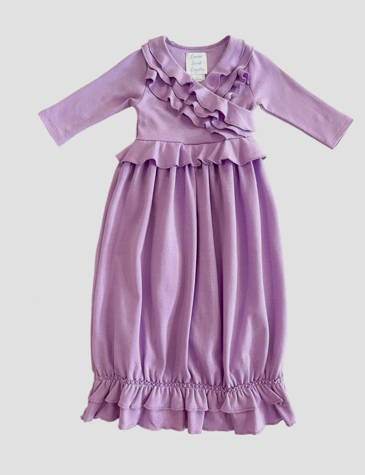 Layette Basic-Jenna Gown-Sheer Lilac (0-3)