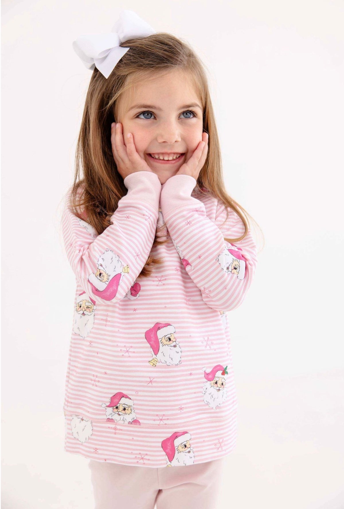 Cassidy Comfy Crewneck-Girls-French Terry-Dear Santa (Palm Beach Pink Stripe)/Palm Beach Pink
