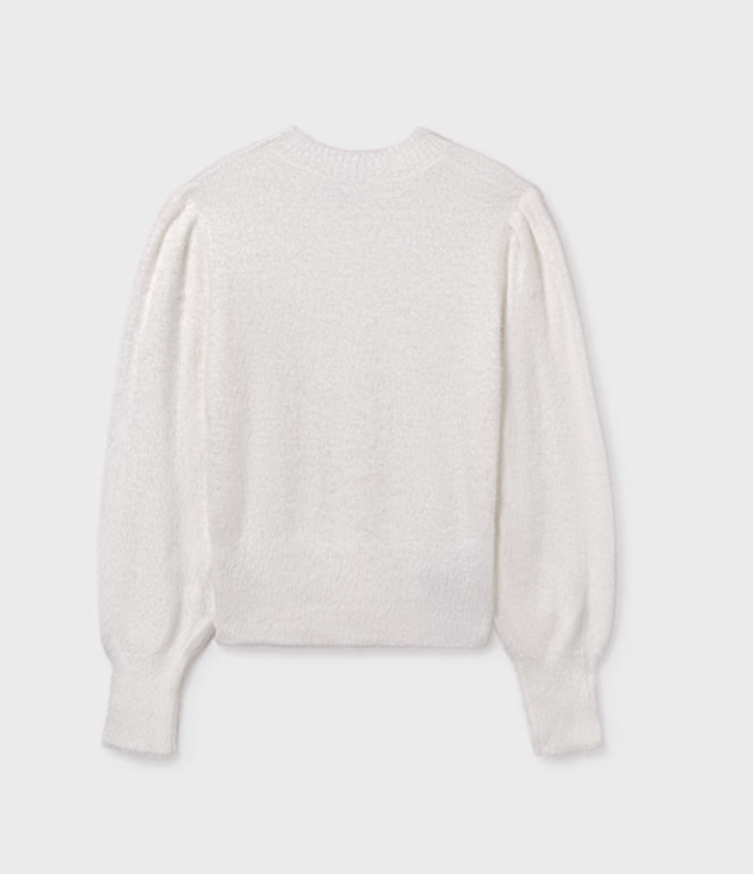 Girl Faux Fur Sweater-Ecru