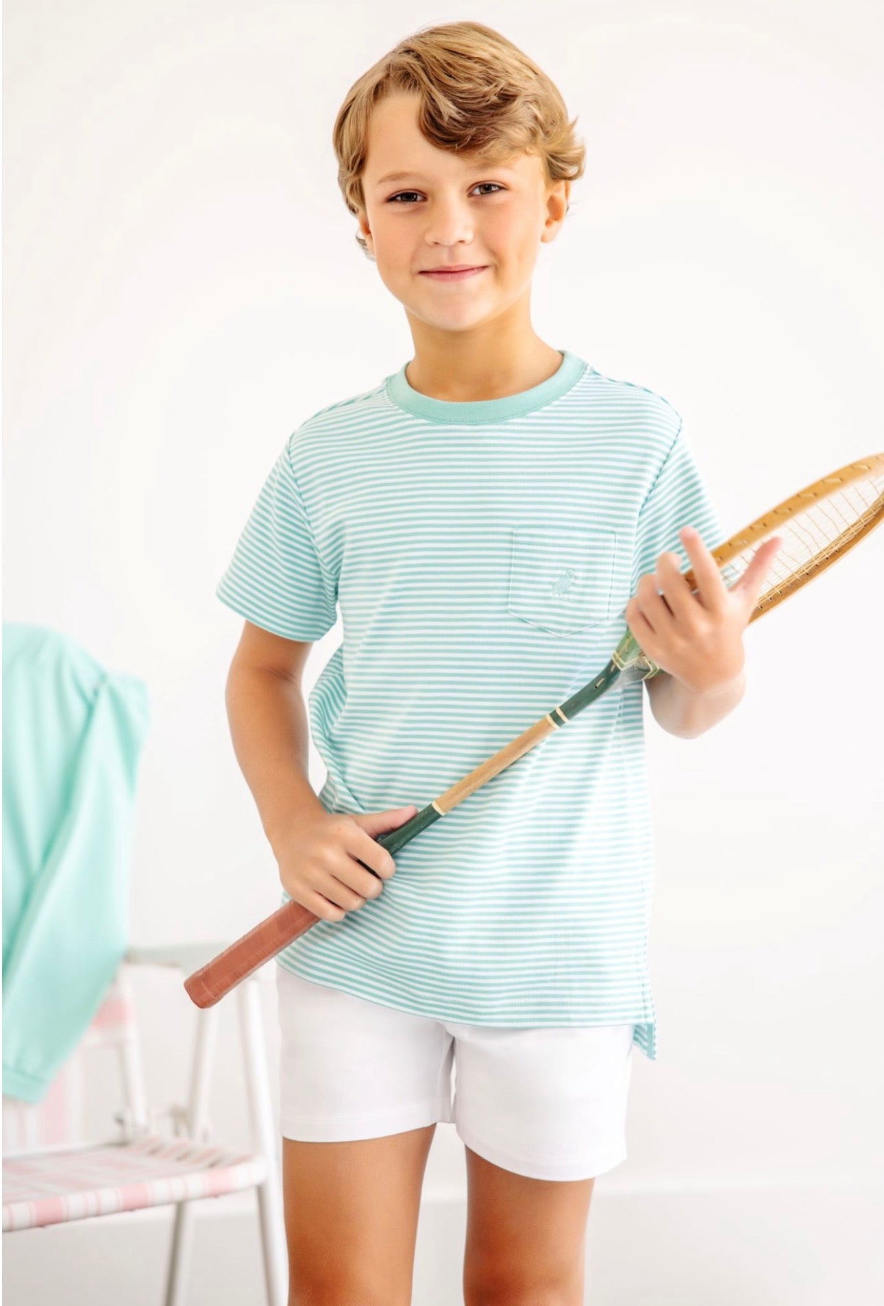 Carter Crewneck- Turks Teal Stripe/Turks Teal