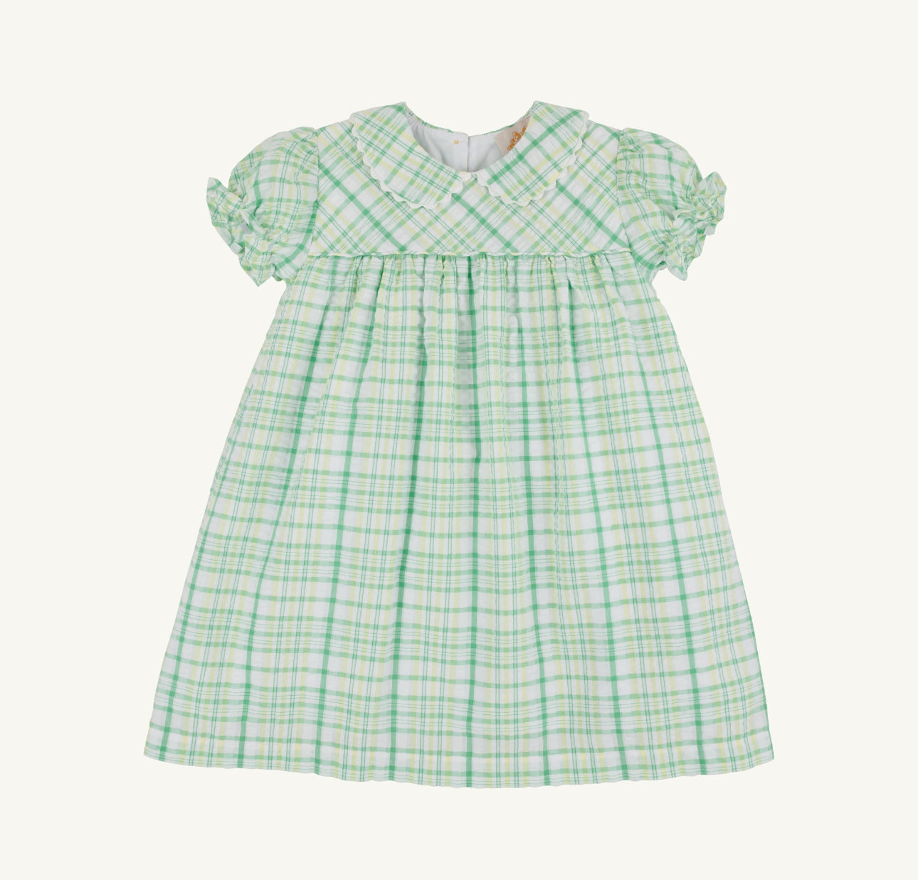 Holly Day Dress-Seersucker-Gibson Island Green and Lake Worth Yellow Sewanee Seersucker