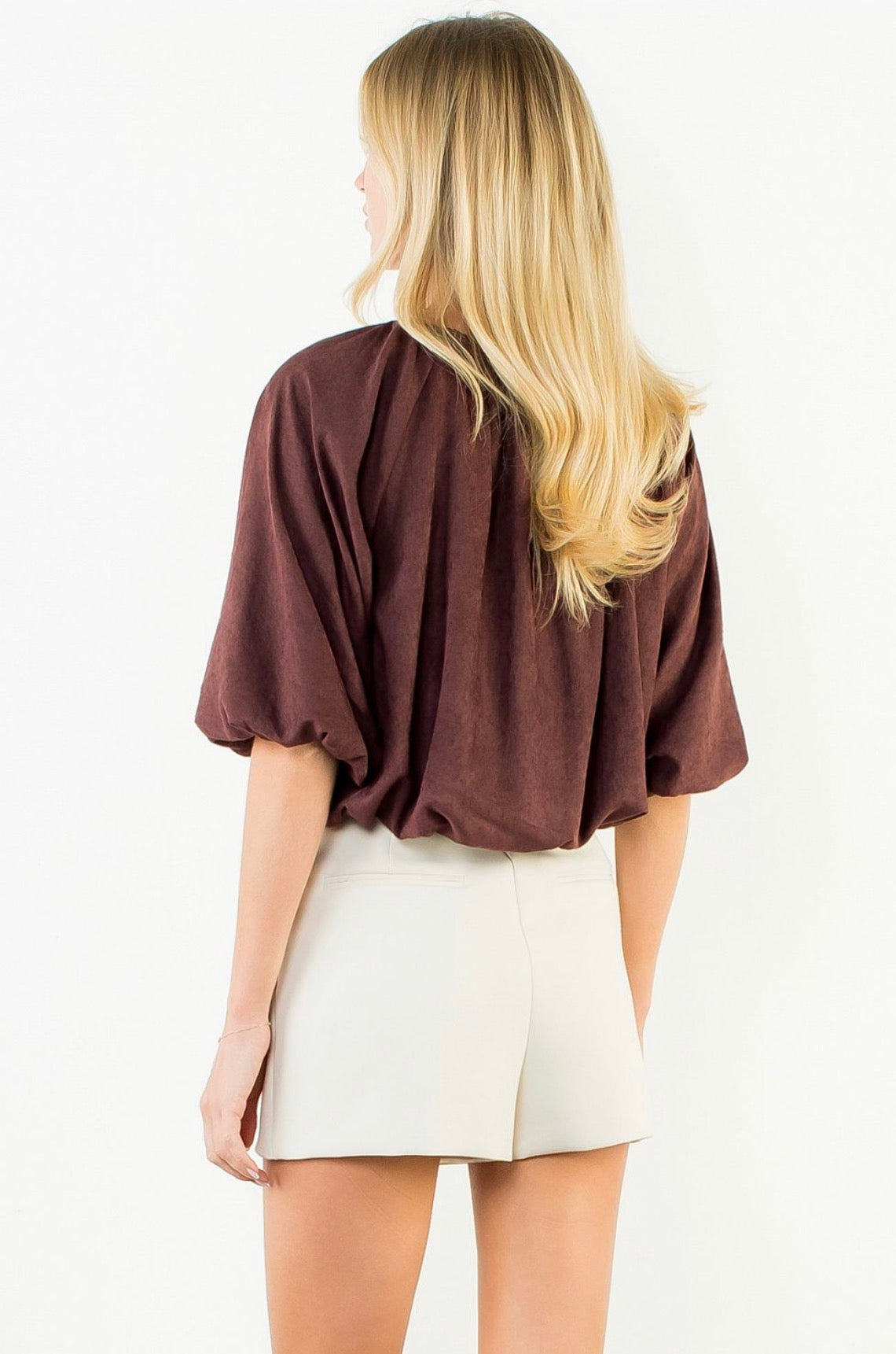 Brown- Suede Cinched Top