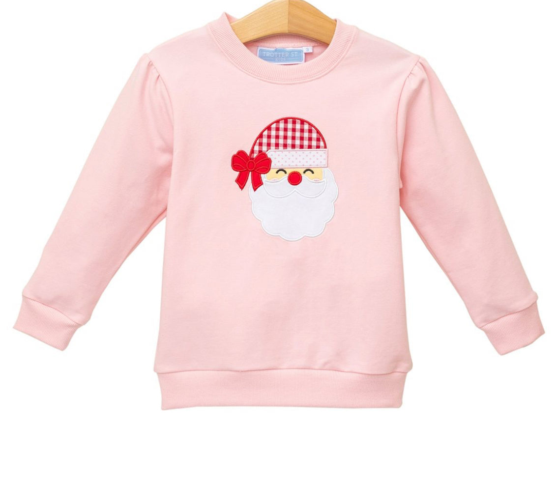 French Terry Pullover- Santa (Light Pink)