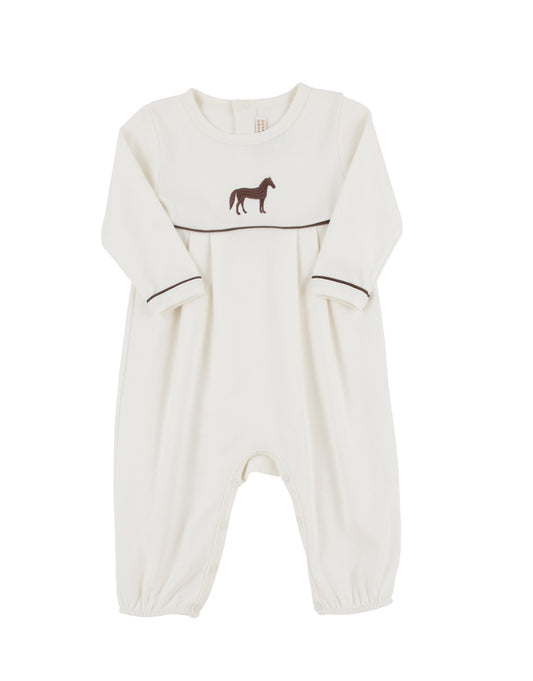 Long Sleeve Bradford Romper-Palmetto Pearl/Gray Bay Brown/Horse