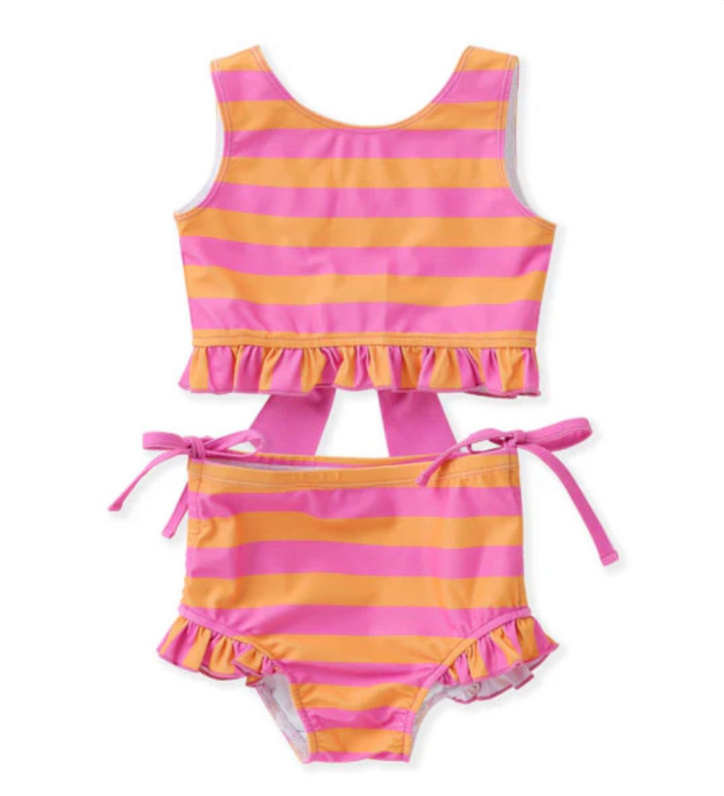 Orange/Pink Stripe 2pc Swimsuit