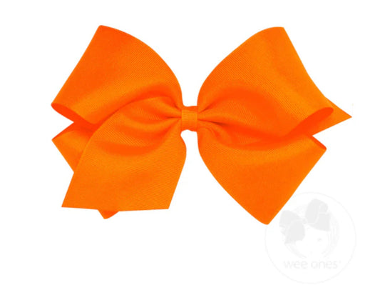 Orange- Medium Classic Grosgrain Hair Bow (Plain Wrap)