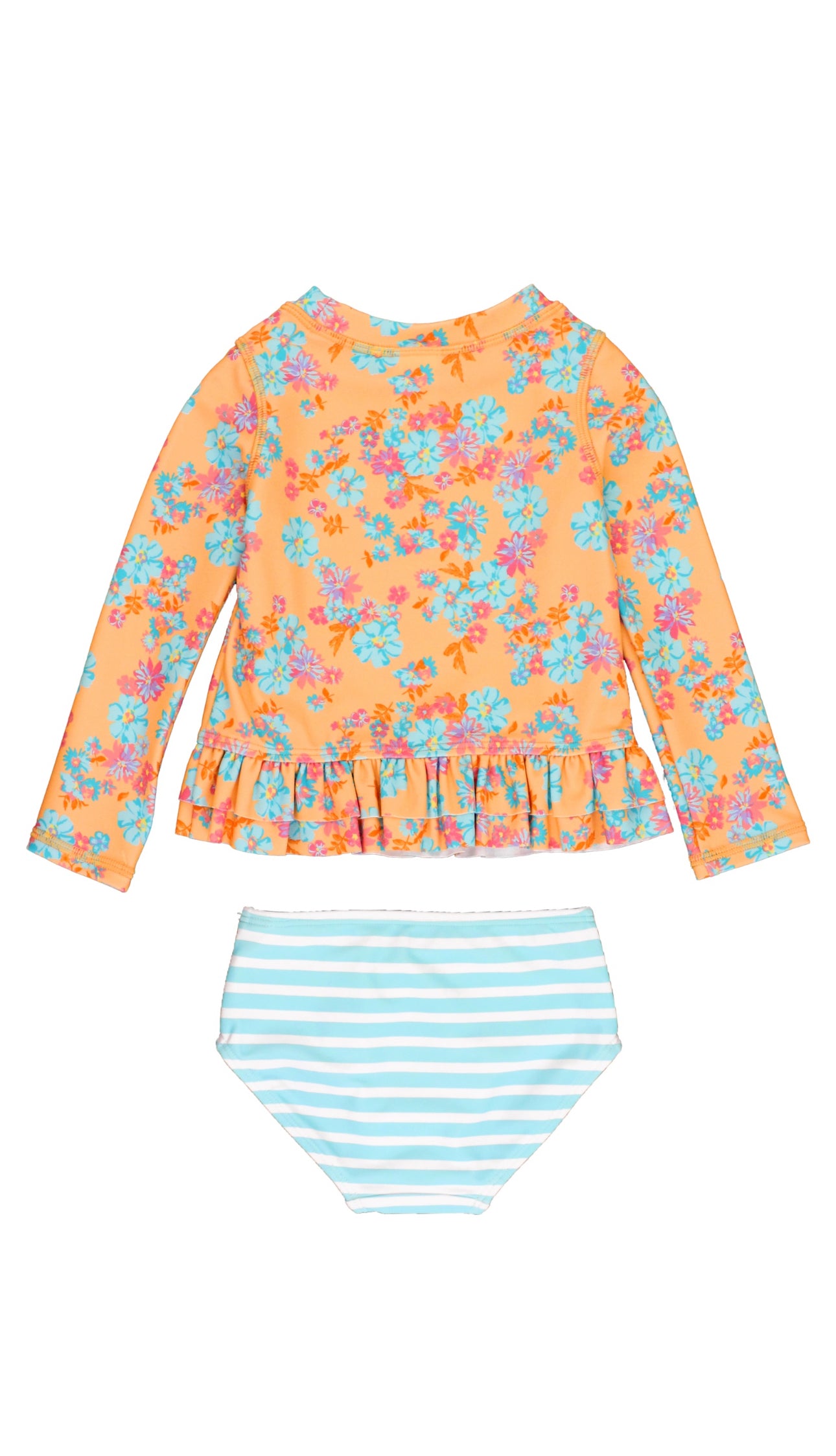 Ruffle Hem Rash Guard 2-piece-Vibrant Valley