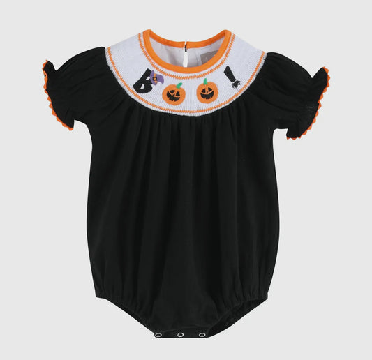 Black and Orange BOO Halloween Romper