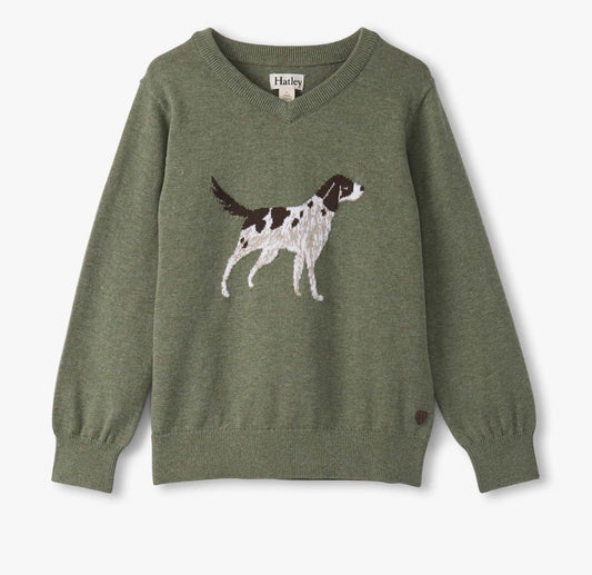 Boys Hunting Dogs V-Neck Sweater