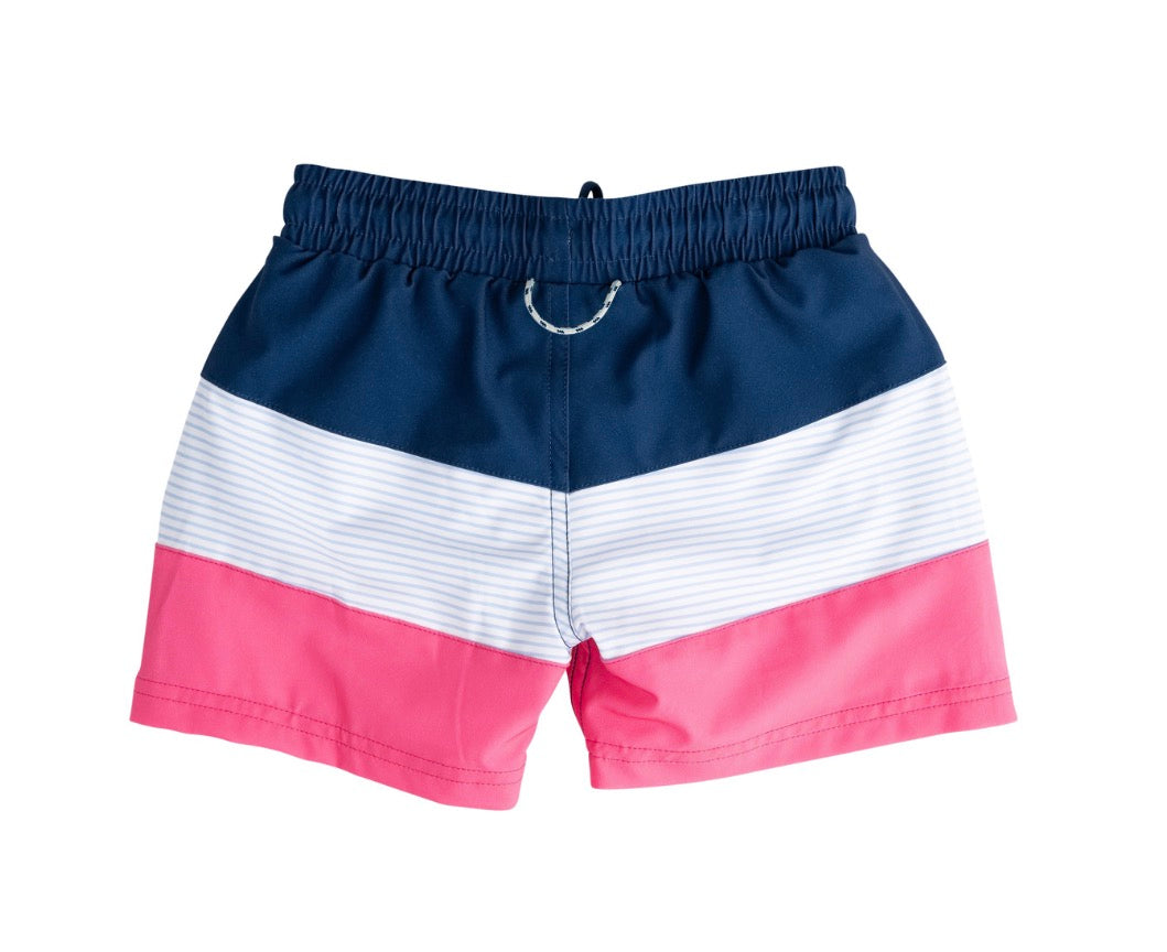 Boys' Boogie Board Swim Trunk- Navy Peony Colorblock