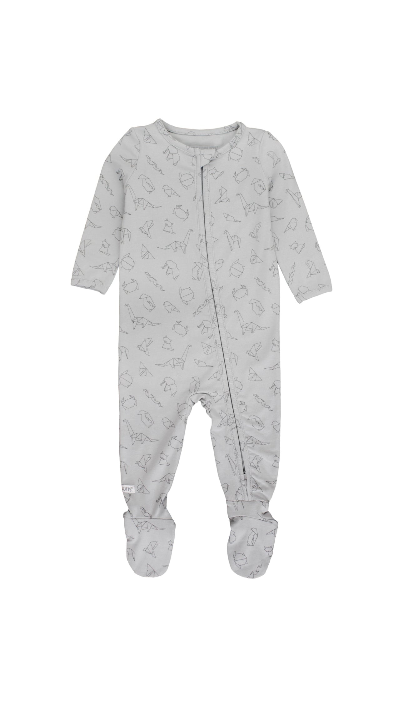 Baby Boys Footed One Piece Pajama-Gray Origami Friends