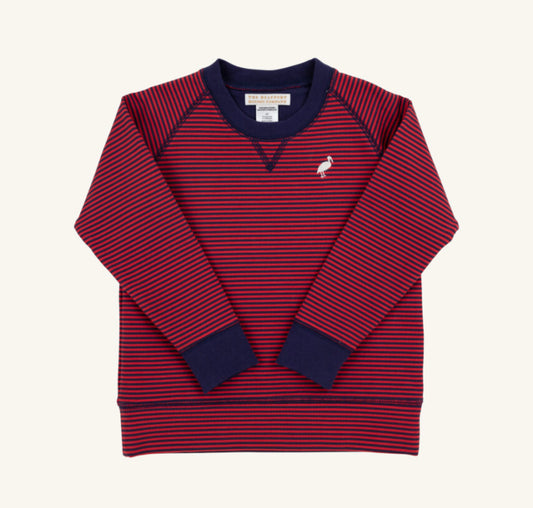 Cassidy Comfy Crewneck Boys- Richmond Red and Nantucket Navy Stripe/Nantucket Navy