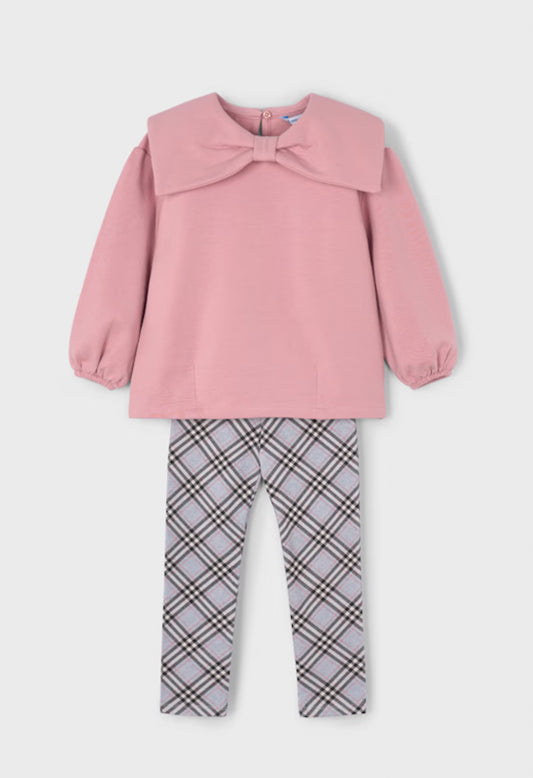 Girl Plaid Leggings and Sweatshirt Set- Makeup