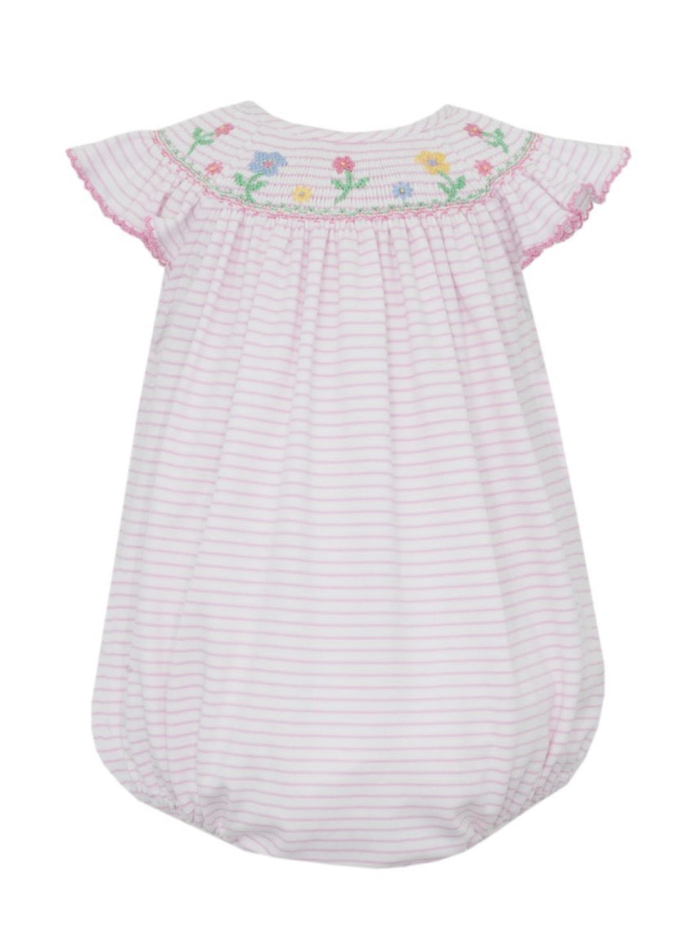FLOWERS - Pink knit stripe angel wing bishop bubble