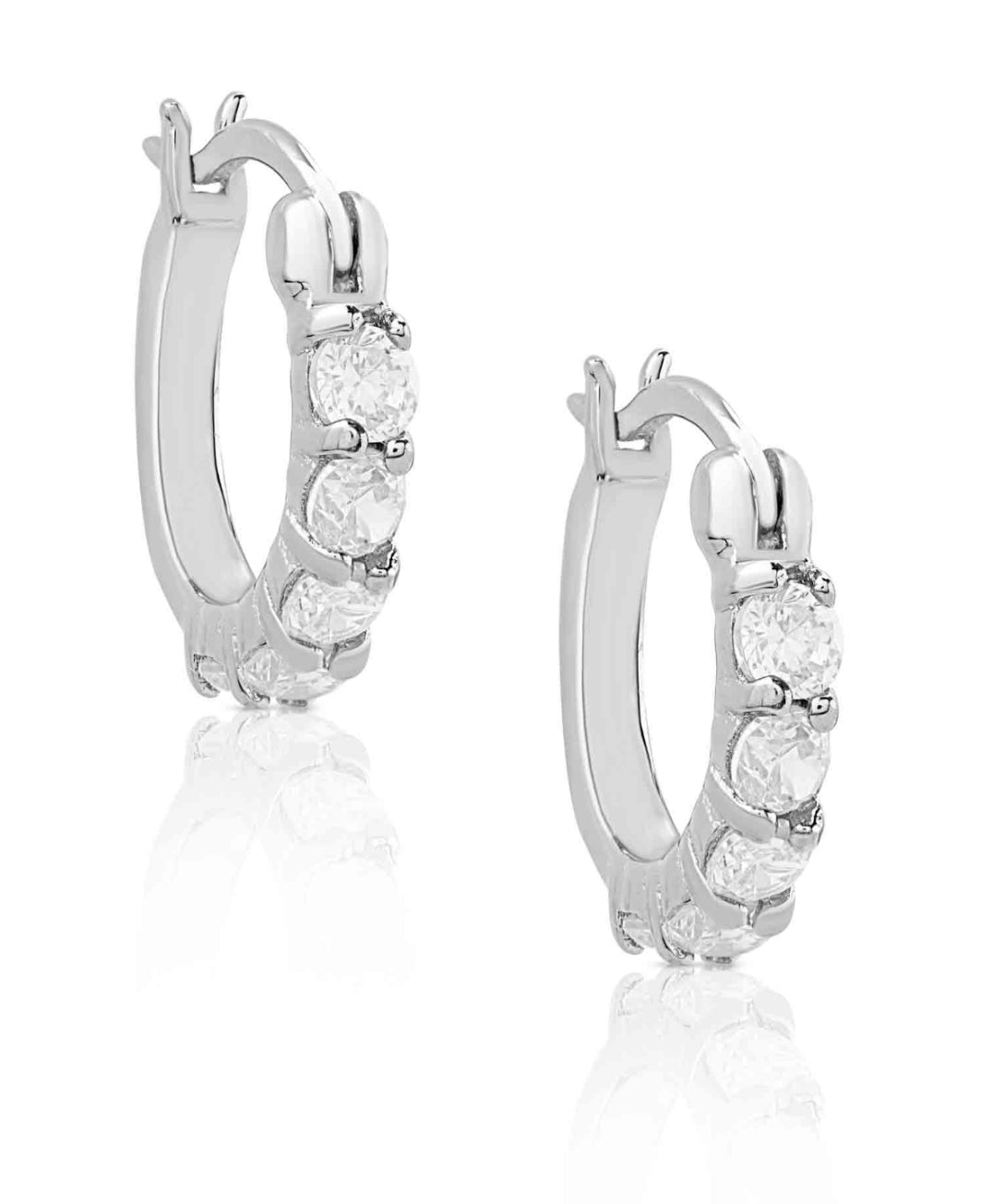 CZ Hoop Earrings in Sterling Silver