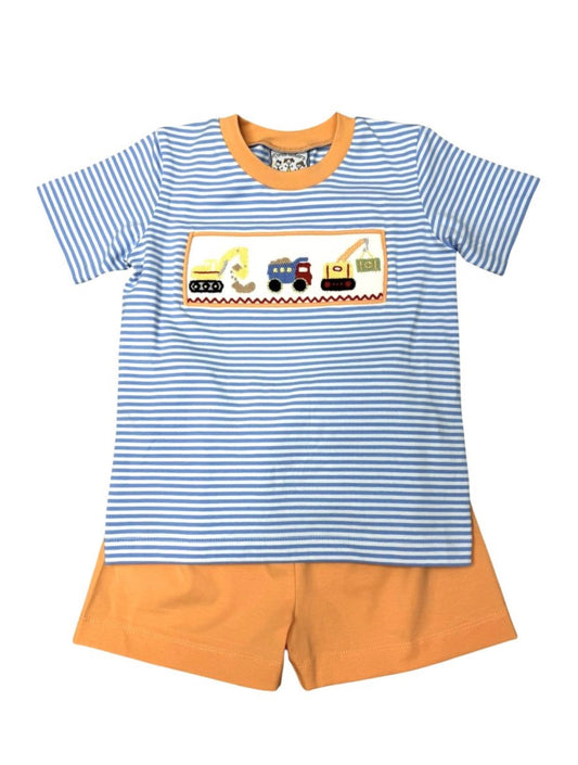 Construction Smocked Boys Short Set