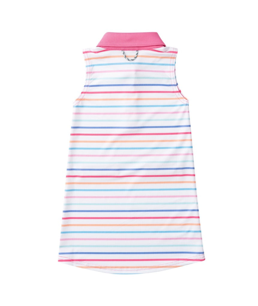 Girls' Sleeveless Pro Performance Polo Dress- Sun-kissed Stripe