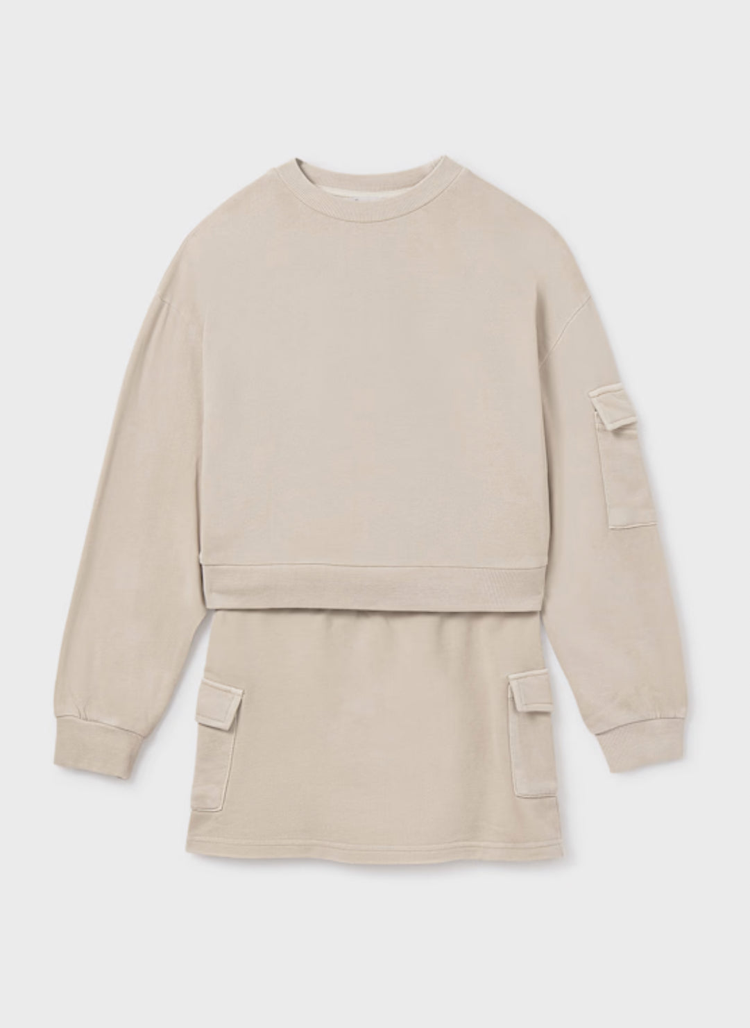 Girl Cargo Skirt and Sweatshirt Set