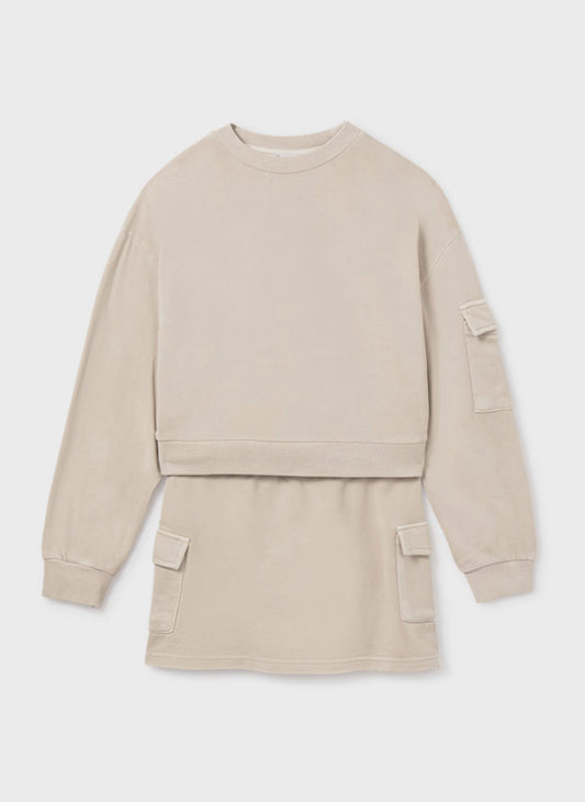Girl Cargo Skirt and Sweatshirt Set