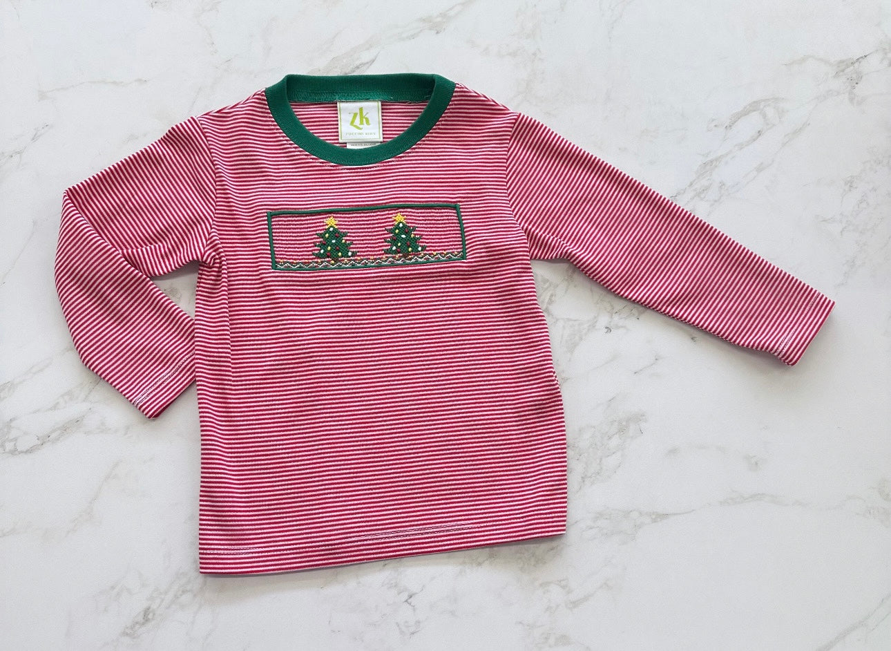 Christmas Tree Harry’s Play Tee, L/S, Red Bitty Knit