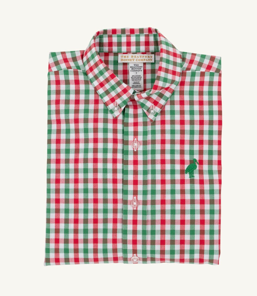 Deans List Dress Shirt-Richmond Red and Kiawah Kelly Green Gingham/Kiawah Kelly Green