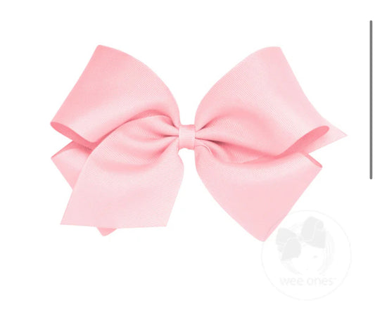 Lt Pink- Medium Classic Grosgrain Hair Bow (Plain Wrap)