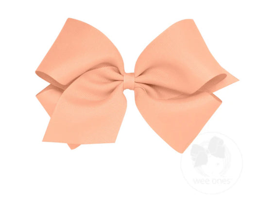 Lt Coral- King Classic Grosgrain Hair Bow (Plain Wrap)