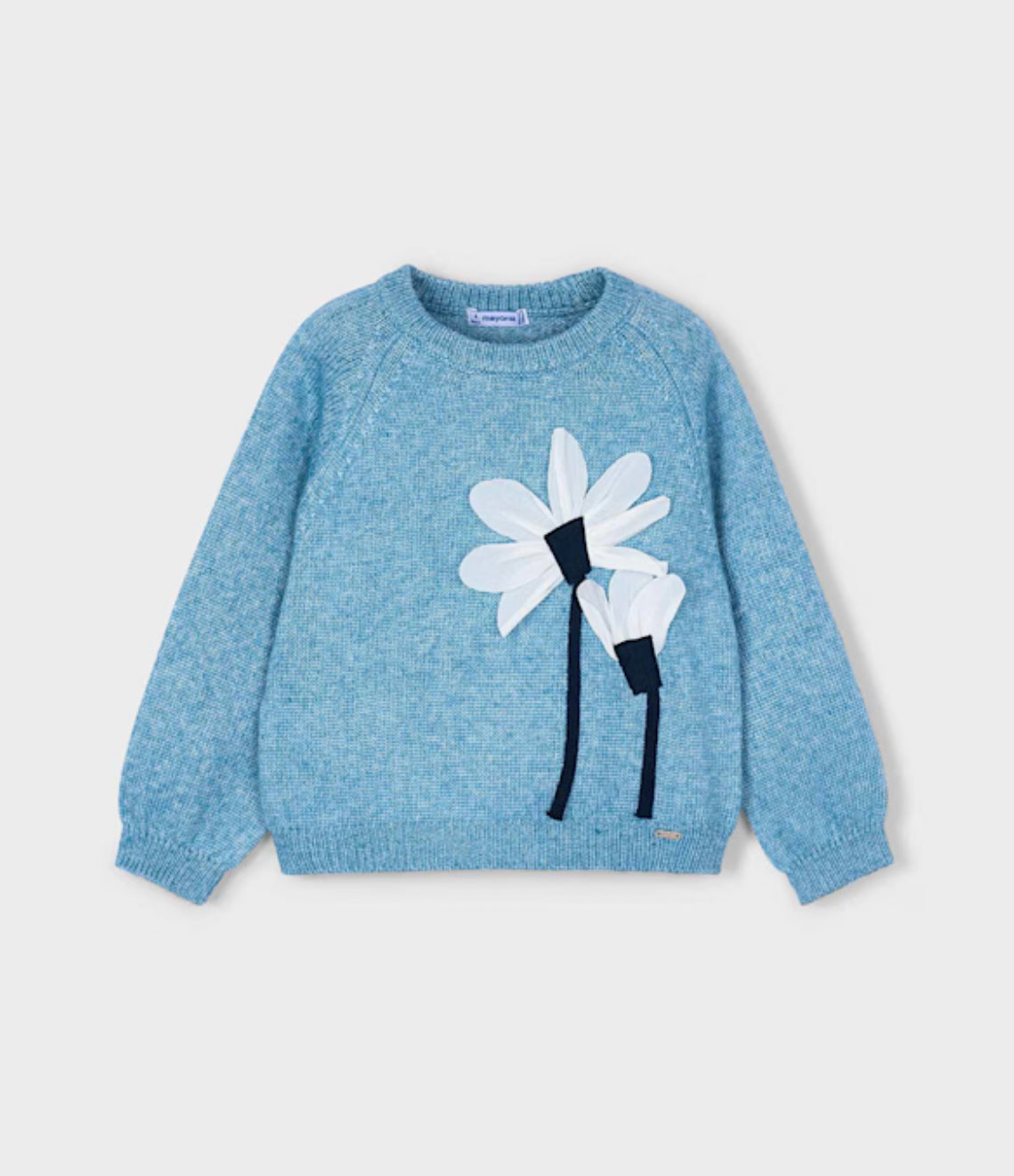 Girl Flowers Applique Knit Sweater