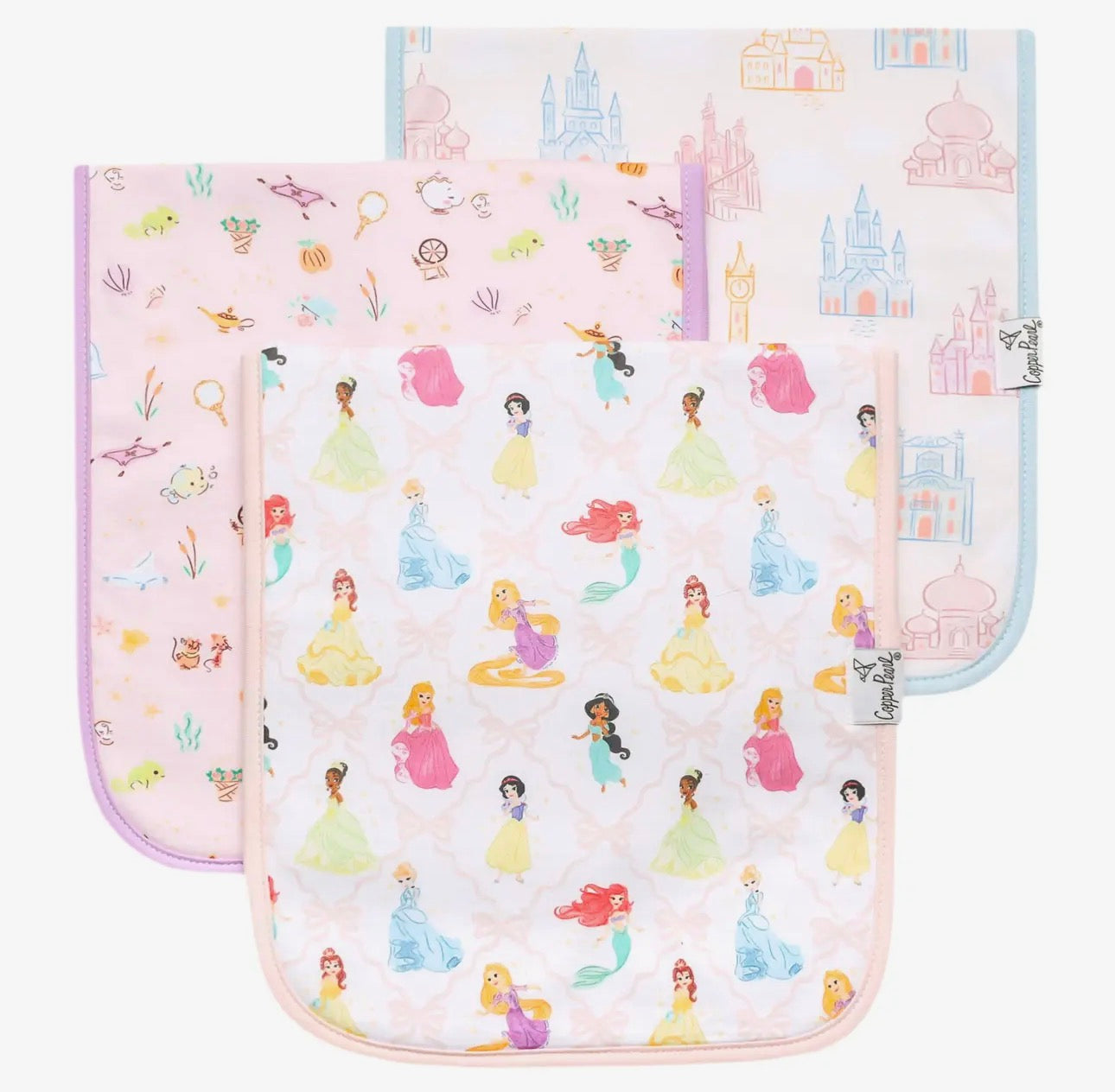 Disney Princess- 3 Pack Premium Burp Cloths