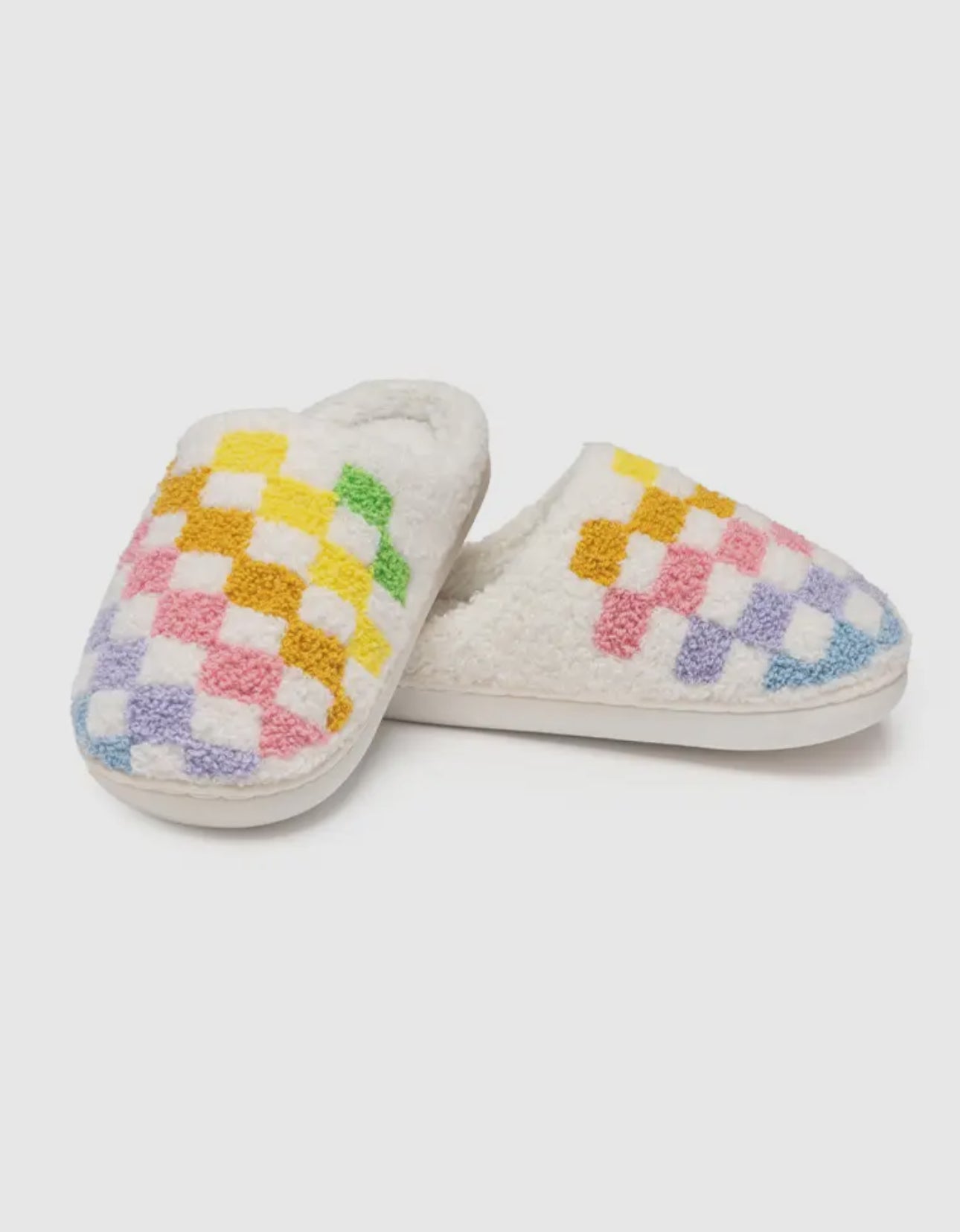 Kids Rainbow Checkered Slippers