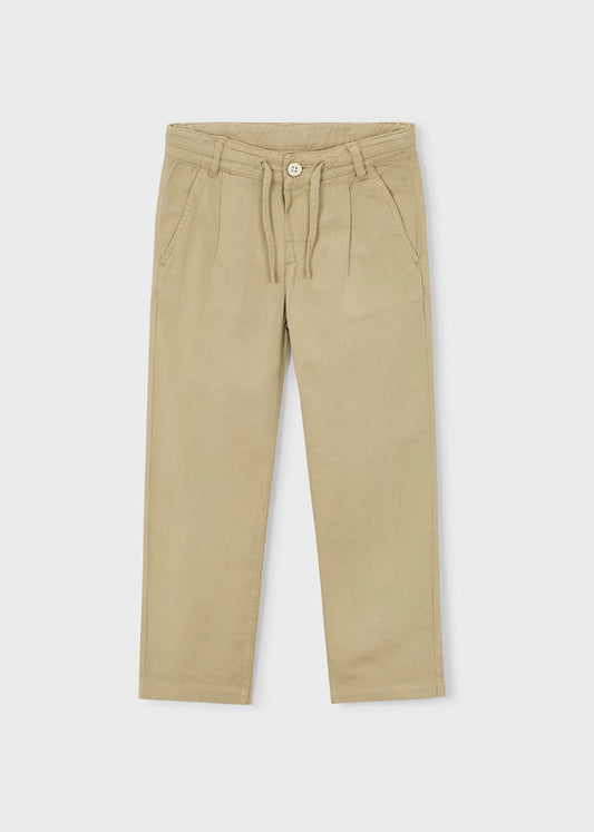 Boy Linen Relaxed Chino Pants-Mocca