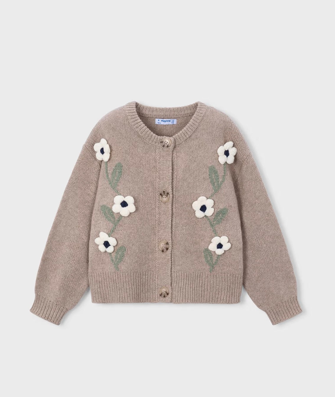 Girls Floral Knit Cardigan