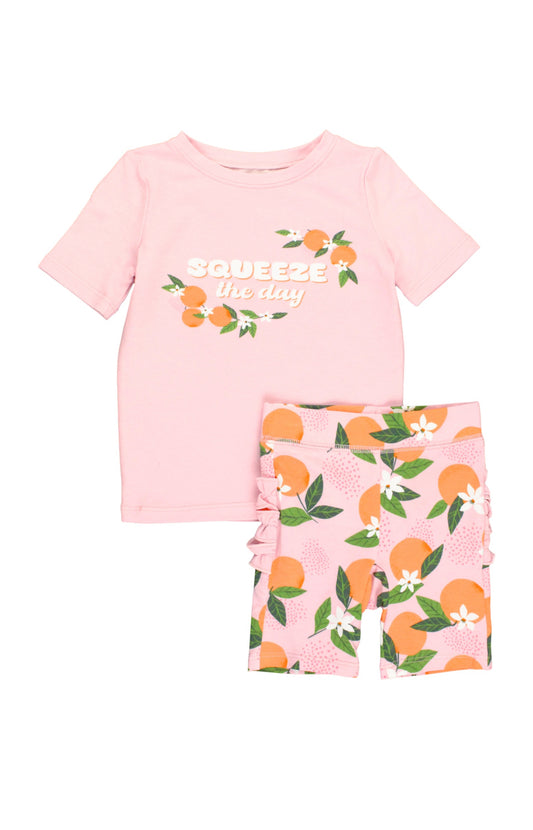 Toddler Girls Ruffle Shorts Pajama Set