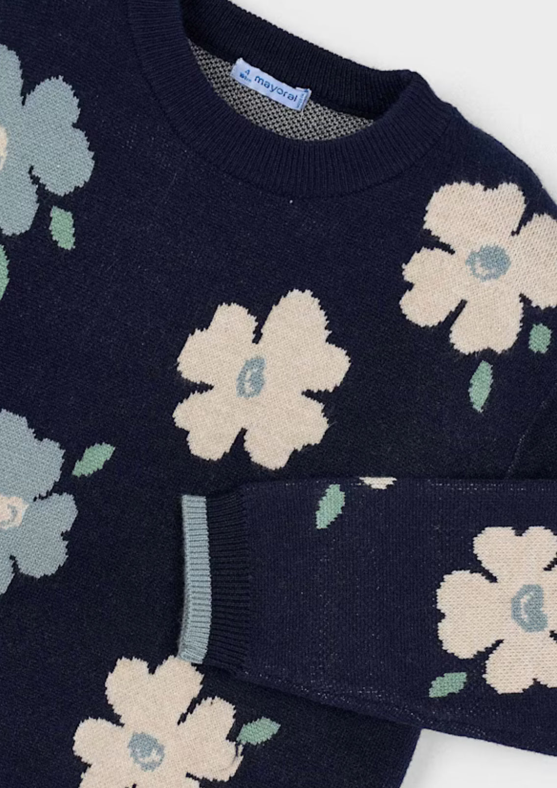 Girl Jacquard Sweater- Petroleum