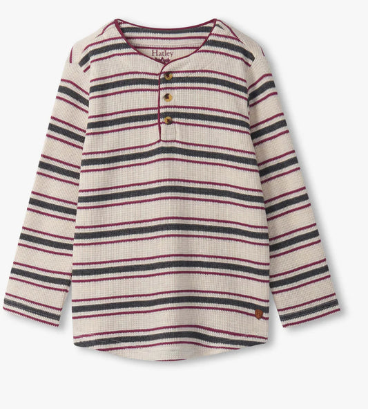 Boys Oatmeal Melange Stripes Waffle