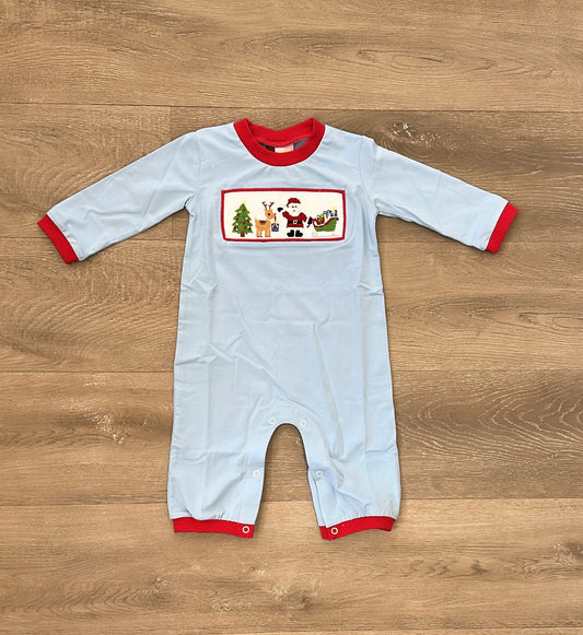 Christmas Eve Smocked Boys Romper