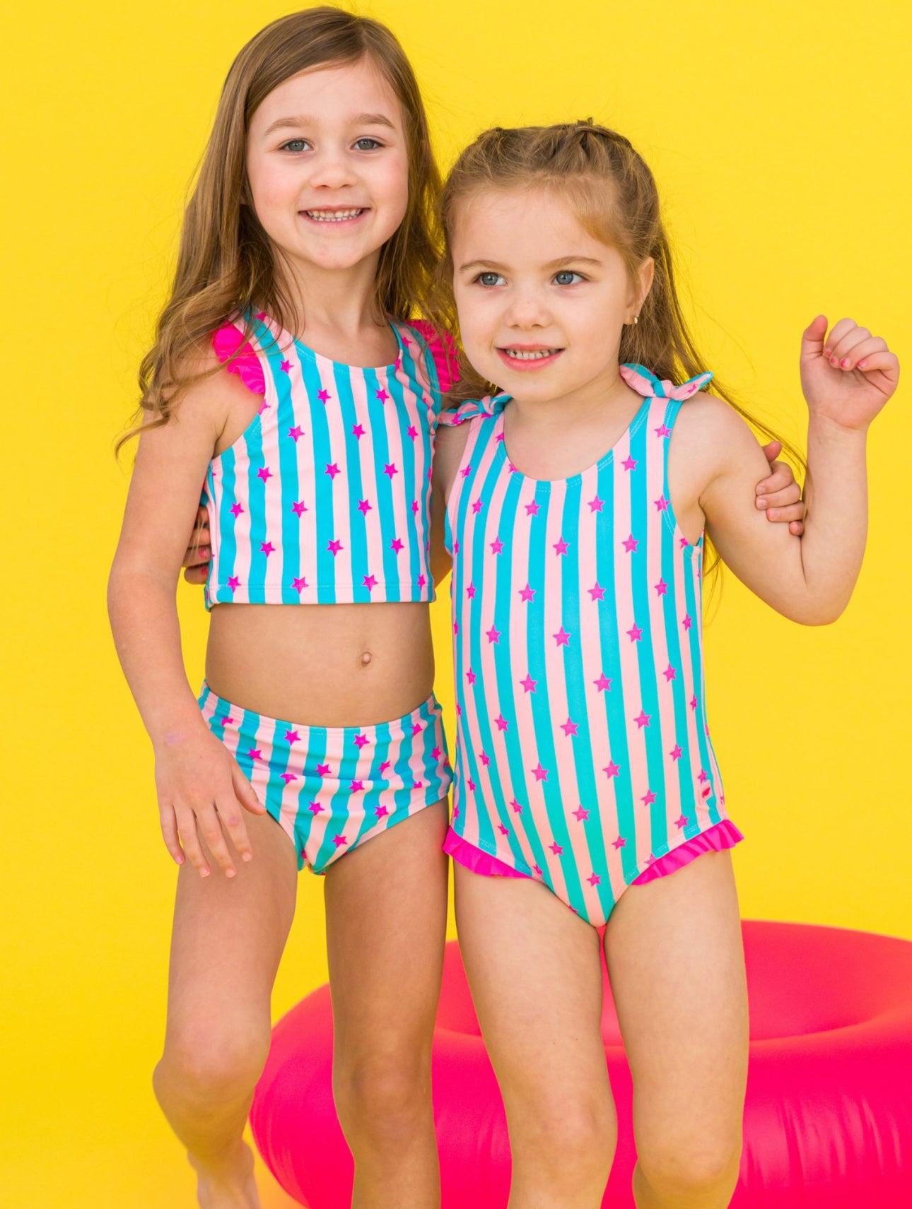 Tie Shoulder One Piece-Neon Star Party