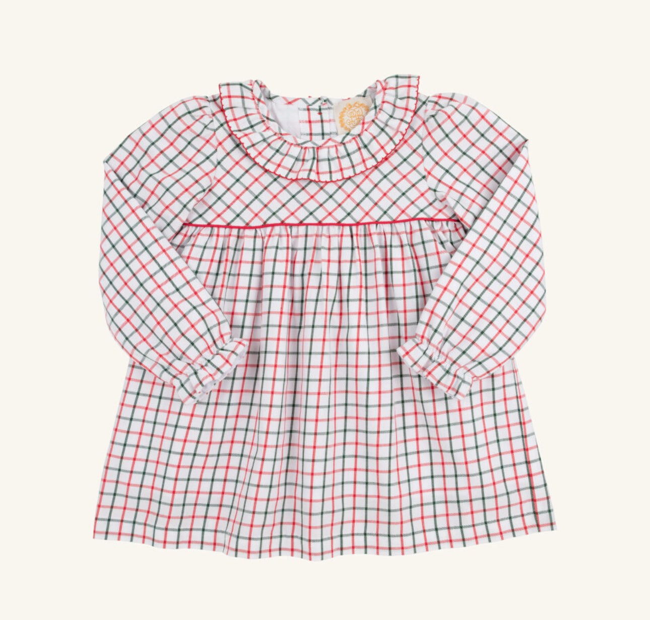 Long Sleeve Ramona Ruffle Dress-Old Town Tattersall/Richmond Red