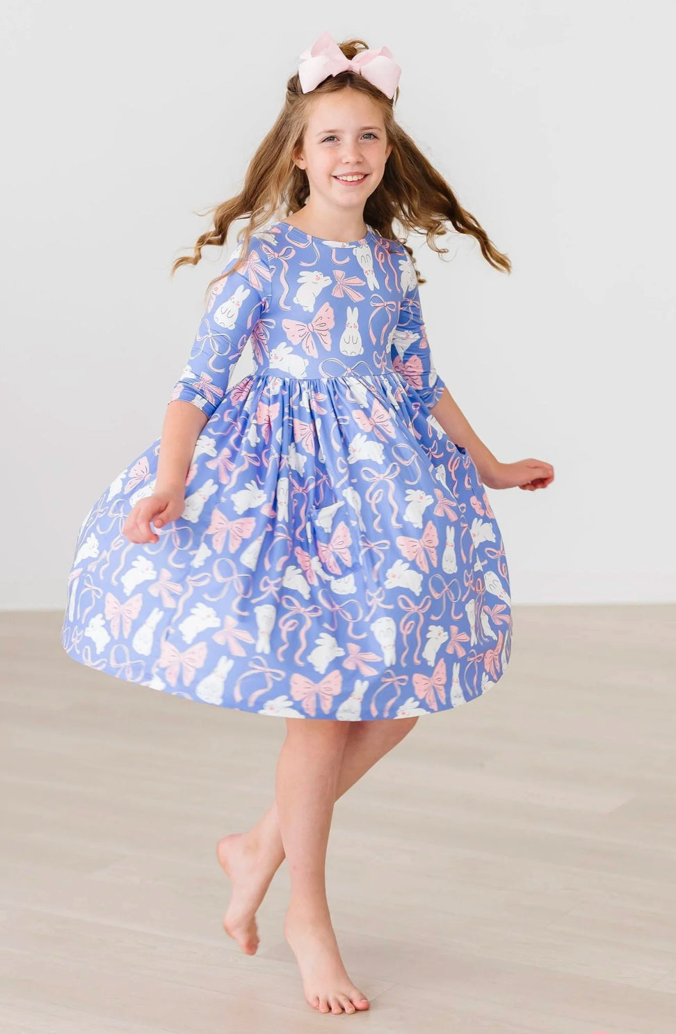 Hop, Skip, and Twirl 3/4 Sleeve Pocket Twirl Dress