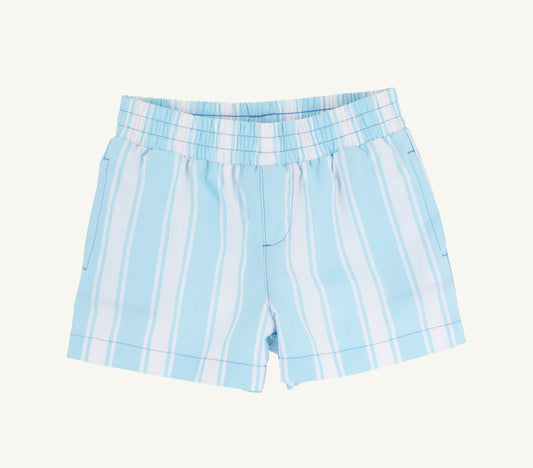 Sheffield Shorts- Belhaven Blue Ticking Stripe/Wood Boat Blue