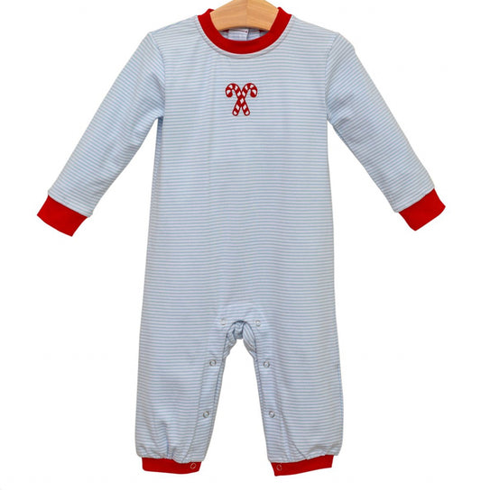 Candy Cane Embroidery Romper