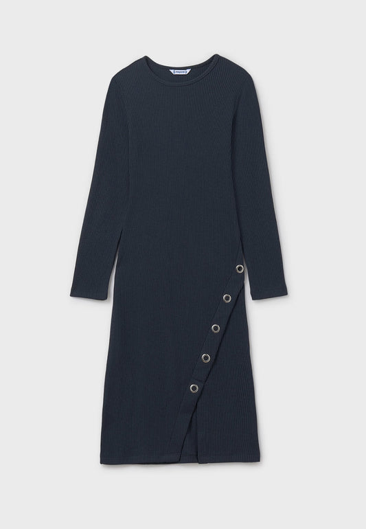 Girl Rib Knit Dress- Petroleum