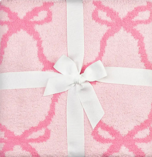 Sweet Trellis Bow Cozy Knit Blanket