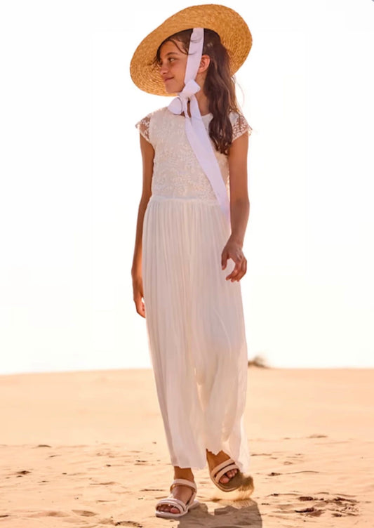 White Pleated Romper