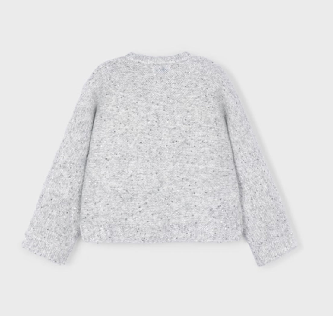 Girl Knit Sweater- Silver Blend