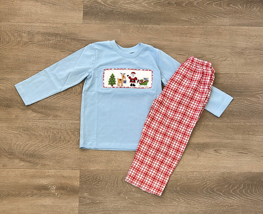 Christmas Eve Smocked Pant Set