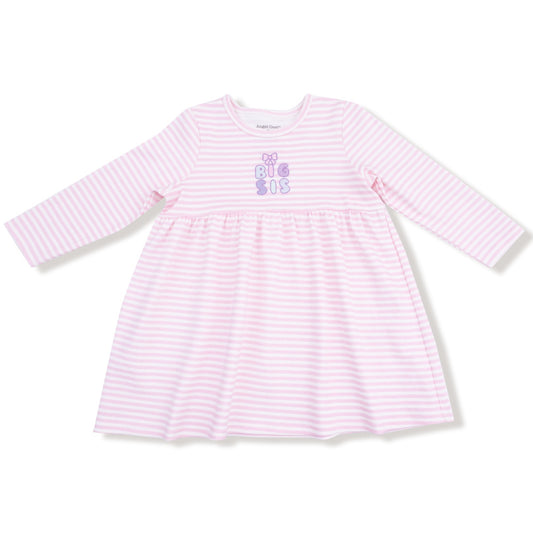Stripes with Sibling Embroidery Dress-Organic Cotton-Big Sis