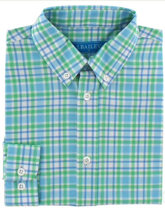 Performance Roscoe Button Down Shirt- Keylime